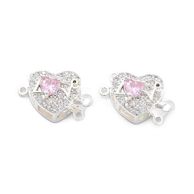 Brass Micro Pave Cubic Zirconia Box Clasps KK-B125-07S-01-1