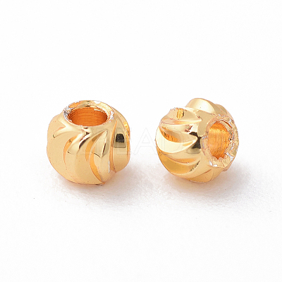 Brass Corrugated Beads X-KK-P117-12G-1