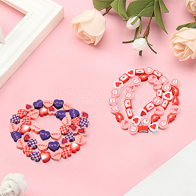 270Pcs 2 Styles Valentine's Day Handmade Polymer Clay Beads CLAY-PA0001-51-1