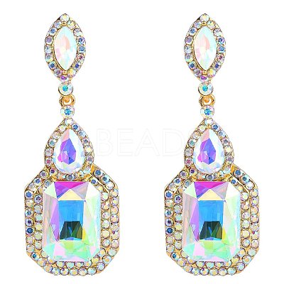 Brass Rhinestone Dangle Stud Earrings FS-WG9D6B6-05-1