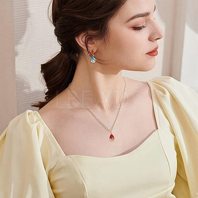 5Pcs 5 Colors Transparent Glass Pendants GLAA-FS0002-74-1