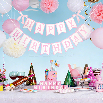 Word Happy Birthday Paper Card & Satin Bowknot Hanging Banners FEPA-WH0008-002-1