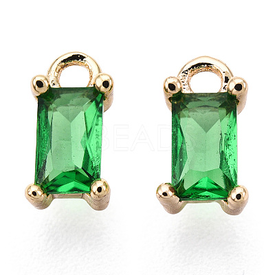 Brass Green Cubic Zirconia Charms KK-S350-367D-C-NF-1