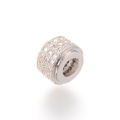 Brass Micro Pave Cubic Zirconia Beads X-ZIRC-S053-YS013-2-1
