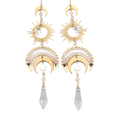 Moon Brass & 304 Stainless Steel Hanging Suncatchers HJEW-TA00159-1