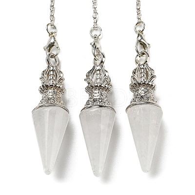 Natural Quartz Crystal Pointed Dowsing Pendulums AJEW-P113-01P-04-1