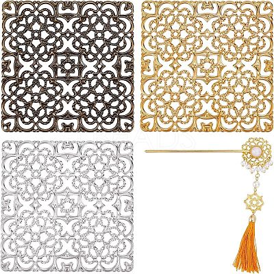 12Pcs 3 Colors Alloy Filigree Joiners Findings FIND-CA0004-94-1