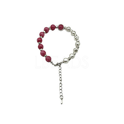 Dyed Natural White Chalcedony Round Beaded Bracelet NC1314-05-1