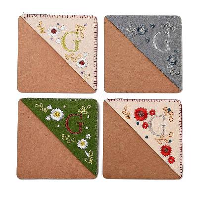 4Pcs Letter Personalized Hand Embroidered Corner Bookmarks JX587G-1
