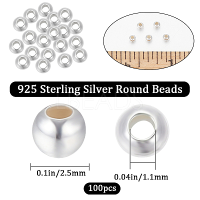 Round 925 Sterling Silver Beads STER-BBC0005-39B-1