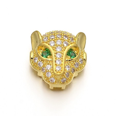 Rack Plating Brass Micro Pave Cubic Zirconia Leopard Hollow Beads ZIRC-I012-18G-RS-1