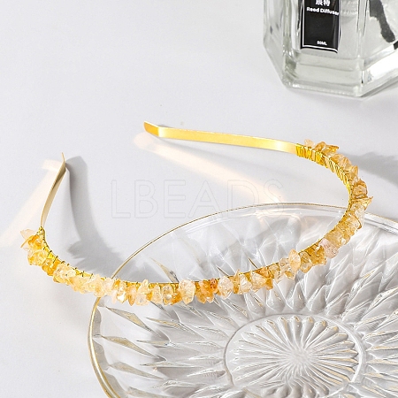 Wire Wrapped Natural Citrine Chip Hair Bands PW-WG27230-08-1