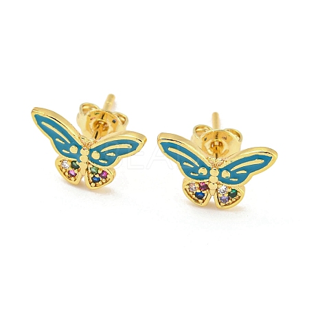 Butterfly Real 18K Gold Plated Brass Stud Earrings EJEW-L269-096G-01-1