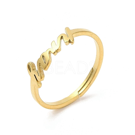 Ion Plating(IP) 304 Stainless Steel Word Adjustable Ring RJEW-L107-030G-1