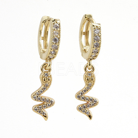 Brass Micro Pave Clear Cubic Zirconia Huggie Hoop Earrings EJEW-JE04518-02-1