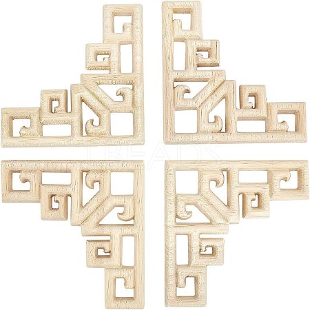 Natural Solid Wood Carved Onlay Applique Craft WOOD-FH0001-30-1