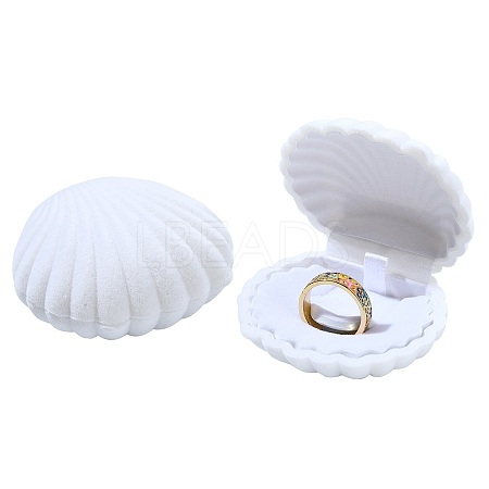 1Pc Shell Shaped Velvet Jewelry Storage Boxes VBOX-YW0001-05C-1