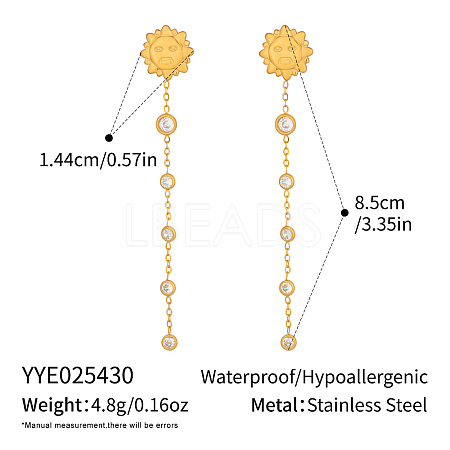 304 Stainless Steel Tassel Stud Earrings GP9116-1-1