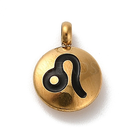 304 Stainless Steel Black Enamel Charms STAS-R009-02G-07-1