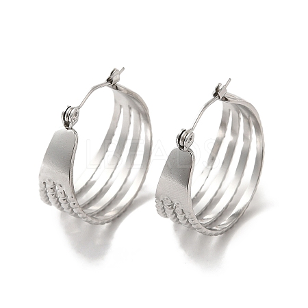 Non-Tarnish 304 Stainless Steel Multi Lines Hoop Earrings for Women EJEW-K243-04P-1