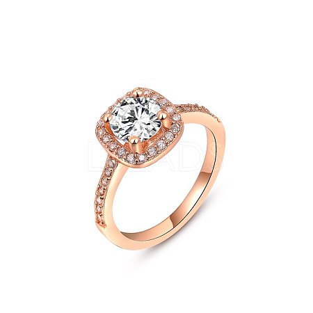 Square Real Rose Gold Plated Brass Rings RJEW-AA00198-6#-RG-1