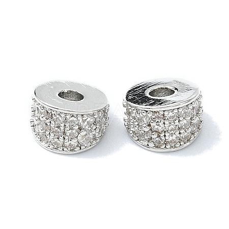 Rack Plating Brass Pave Clear Cubic Zirconia Beads KK-M282-37P-1