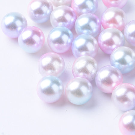 Rainbow Acrylic Imitation Pearl Beads X-OACR-R065-6mm-A01-1