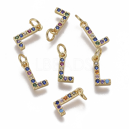 Brass Micro Pave Cubic Zirconia Charms ZIRC-L070-38L-G-1