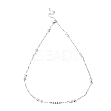 Non-Tarnish 304 Stainless Steel Bowknot Link Chain Necklace NJEW-K249-07P-1