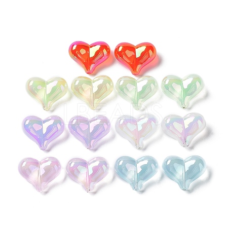 UV Plating Rainbow Iridescent Transparent Acrylic Beads MACR-D082-08-1