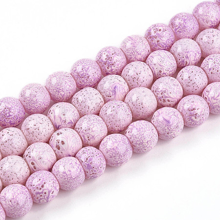 Transparent Baking Paint Glass Beads Strands DGLA-N009-10mm-02-1