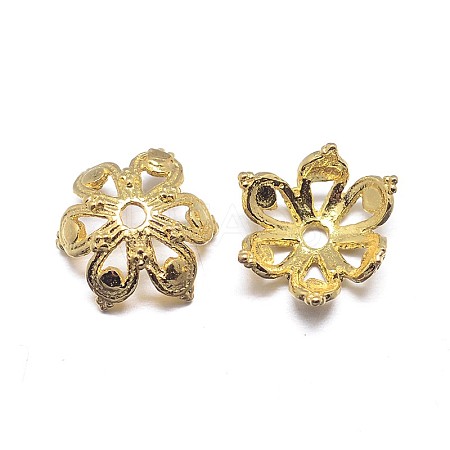 Real 18K Gold Plated 6-Petal 925 Sterling Silver Bead Caps STER-M100-26-1
