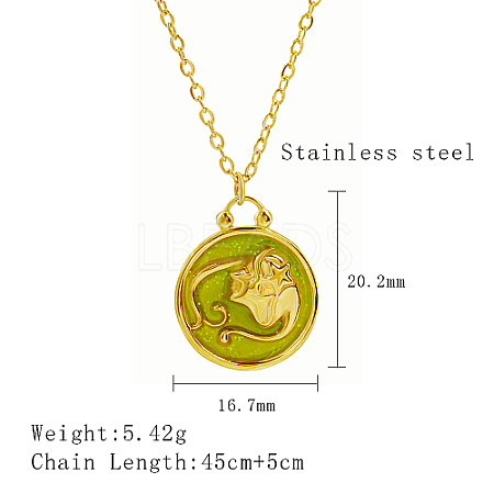 304 Stainless Steel Enamel Constellation Pendant Necklaces DJ0261-8-1-1