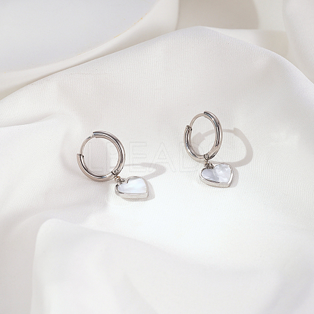 Stylish Heart Stainless Steel Hoop Earrings CL8045-1-1