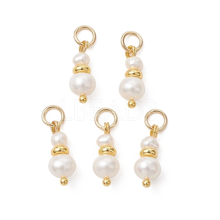 Natural Cultured Freshwater Pearl & Brass Pendants PALLOY-JF05442-02-1