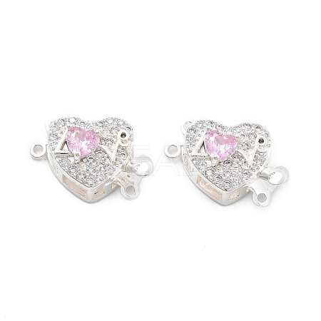 Brass Micro Pave Cubic Zirconia Box Clasps KK-B125-07S-01-1