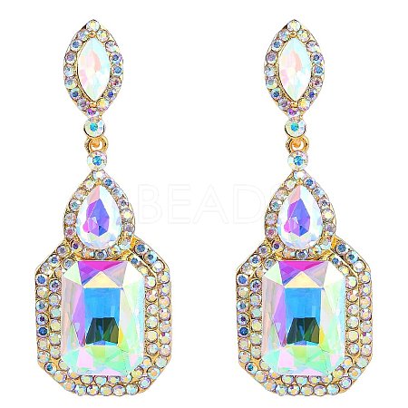 Brass Rhinestone Dangle Stud Earrings FS-WG9D6B6-05-1