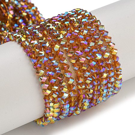 Electroplate Glass Beads Strands GLAA-Q105-04T-1
