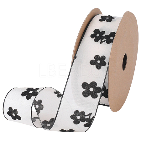 1Roll Printed Polyester Chiffon Ribbons OCOR-CY0002-35D-1