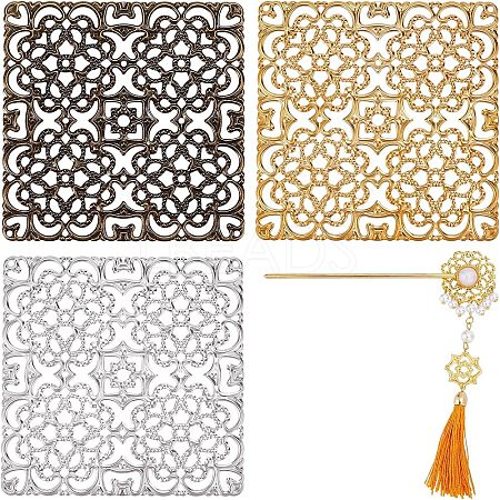 12Pcs 3 Colors Alloy Filigree Joiners Findings FIND-CA0004-94-1