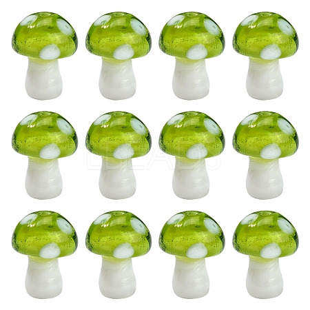 10Pcs Mushroom Handmade Lampwork Beads LAMP-YW0001-08A-1
