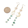 Natural Mixed Stone Moon Dangle Earrings EJEW-JE06052-3