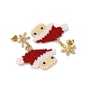 Santa Claus Brass Dangle Stud Earrings EJEW-MZ00498-5
