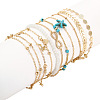 10Pcs Beach Style Alloy & Synthetic Turquoise & Resin Link Anklets WGF01BA-01-1
