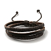 PU Leather & Waxed Cord Triple Layer Multi-strand Bracelet BJEW-F468-05-2