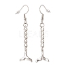 Curb Chains with Brass Charm Long Dangle Earrings EJEW-JE04963-03-2