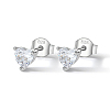 Rhodium Plated 925 Sterling Silver Stud Earrings for Women PA6012-1-1