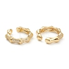 Brass Micro Pave Clear Cubic Zirconia Cuff Rings ZIRC-M117-06G-2