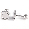 201 Stainless Steel Flower Barbell Cartilage Earrings EJEW-R147-15-4