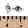 Brass Cubic Zirconia Flat Round Connector Charms KK-H204-02P-01-3